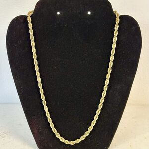 Vintage Monet Gold Tone Twisted Woven Rope‎ Chain Necklace Signed 20” Shiny